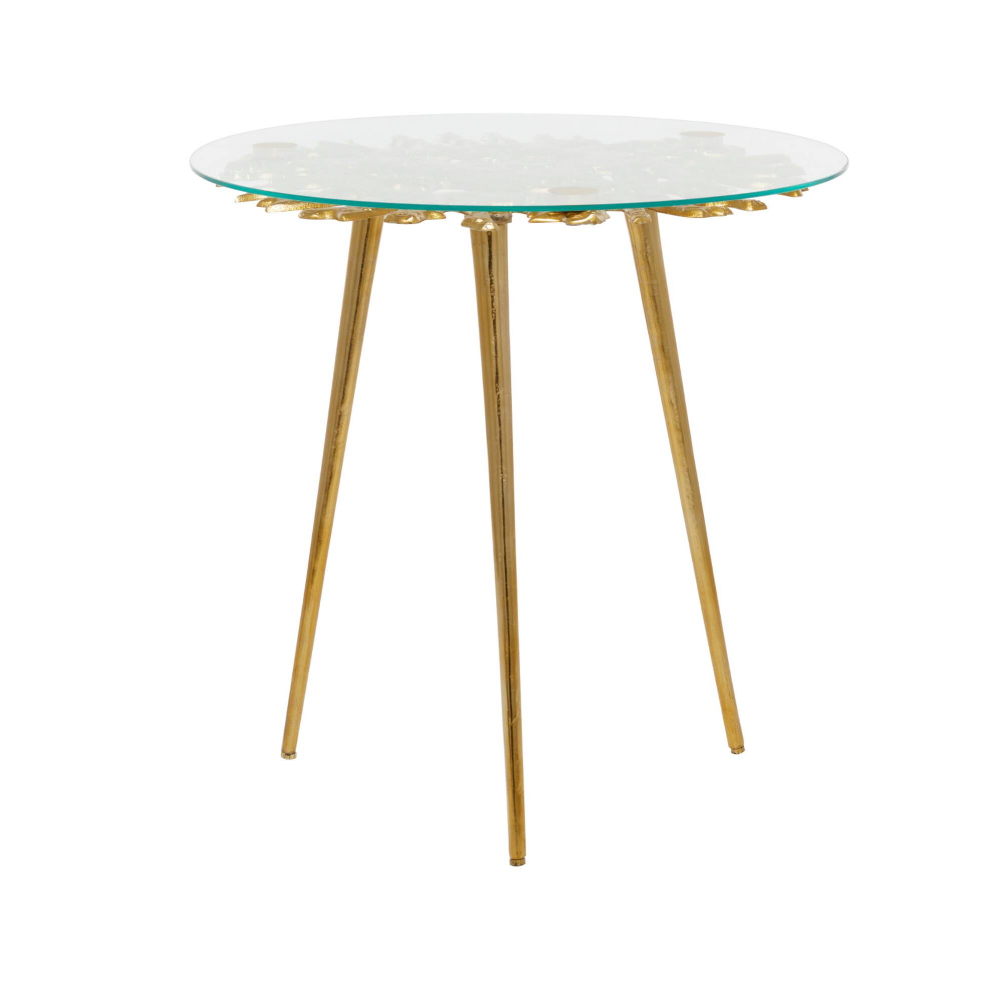 Gold Aluminum Modern Accent Table, 22" x 22" x 22"